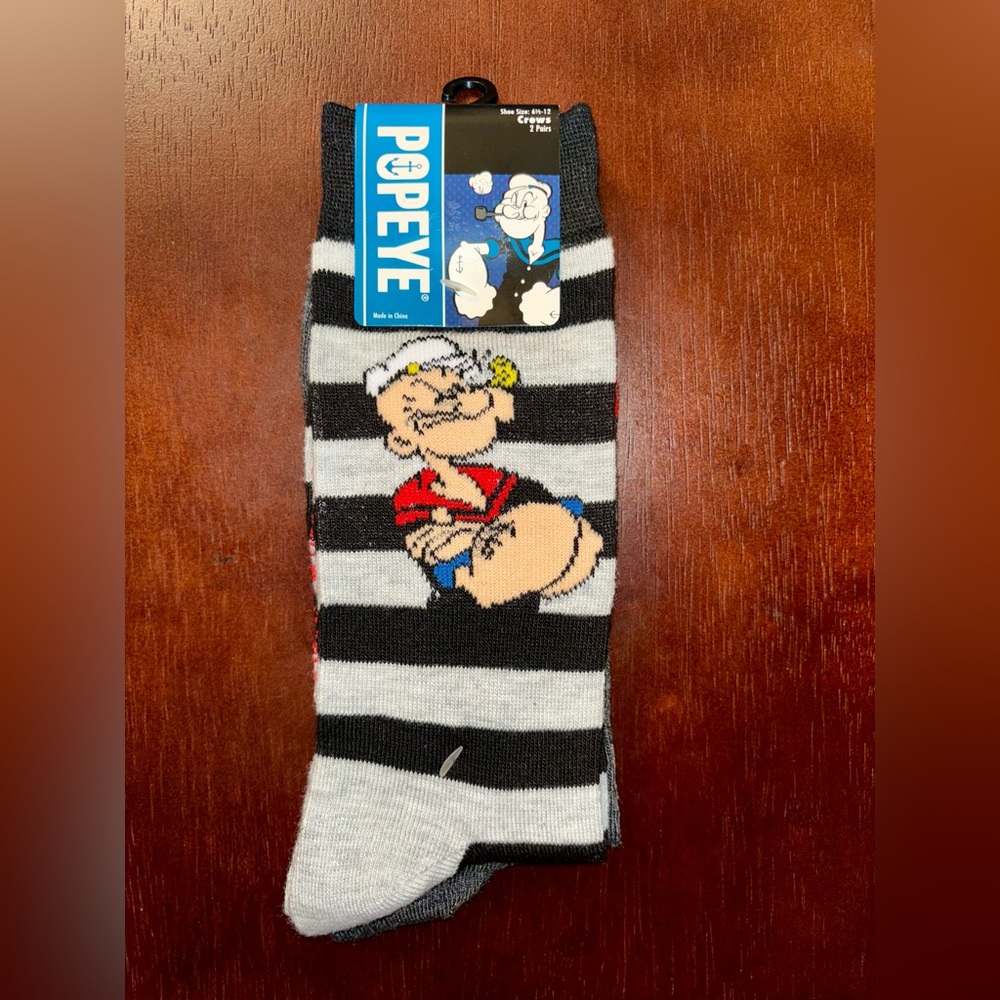 POPEYE NOVELTY CREW SOCKS NWT MEN’S SHOE SIZE 6.5-12
